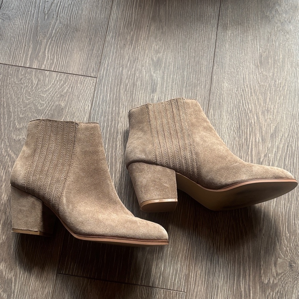 Taupe Suede Block Heel Ankle Boots - Steve Madden